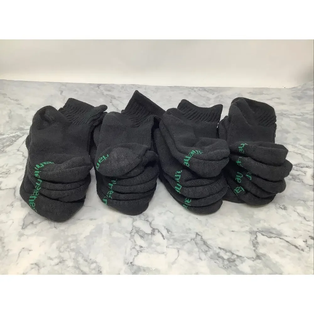 Hanes Boy's M Black 12-Pack Double Tough Cushioned Crew Socks Comfort BR26-13